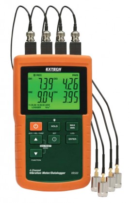 Extech VB500-NIST 4-Channel Vibration Meter/Datalogger with NIST Traceable Certificate